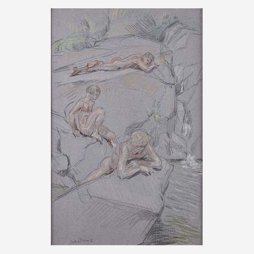Paul Cadmus (American, 1904–1999) Study of Bathers in the Stream
