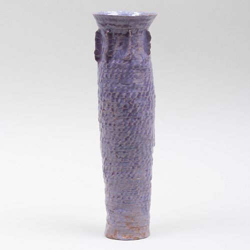 Studio Pottery Glazed Earthenware Cylindrical Coil Vase