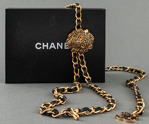 Chanel Gold-Tone Belt With Crystal Lion Motif
