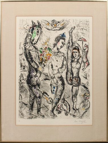 Marc Chagall "Le Pierrot" Etching In Colors