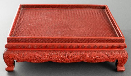 Chinese Cinnabar Lacquer Stand with Dragons