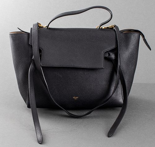 Celine Black Leather 'Belt' Handbag