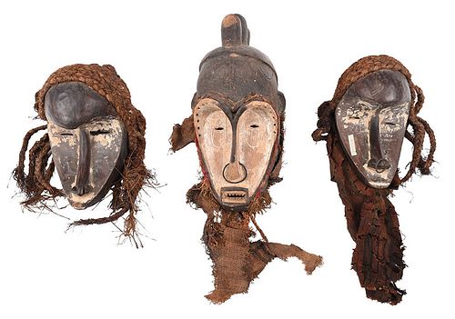 Three West African Carved Fang Style Masks
