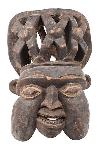 West African Carved Wood Elder Mask