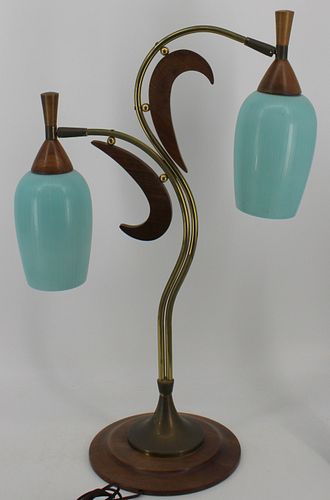 Midcentury Table Lamp With Art Glass Shades.