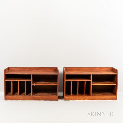Two Low Hardwood Cabinets