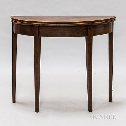 Federal-style Mahogany and Inlaid Demilune Card Table