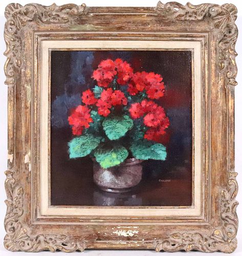 George Englert, Acrylic on Board, Red Flowers