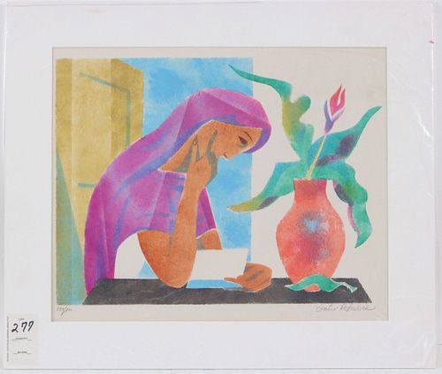 Anton Refregier, Lithograph, Woman with Vase