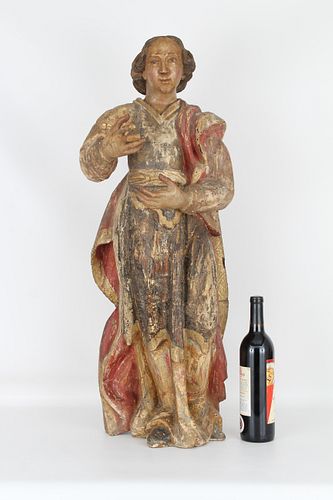 Large 17/18th C. Carved Spanish Santos Figure