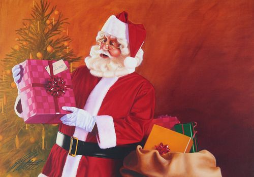 Ed Little (B. 1957) "Santa Claus" Original Oil