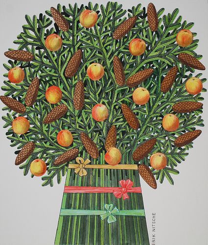 Erik Nitsche (1908 - 1998) "Pear Tree Boughs" W/C