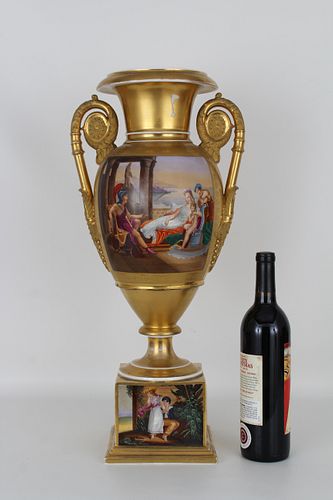 Large Antique French Porcelain Figural Vase