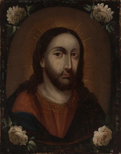 Colonial school; late 17th century.
"Christ with a border of flowers".
Oil on canvas.