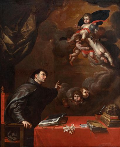ANTONIO DEL CASTILLO Y SAAVEDRA (Córdoba, 1616 - 1668).
"Appearance of the Child Jesus to St. Anthony".
Oil on canvas. Re-lined