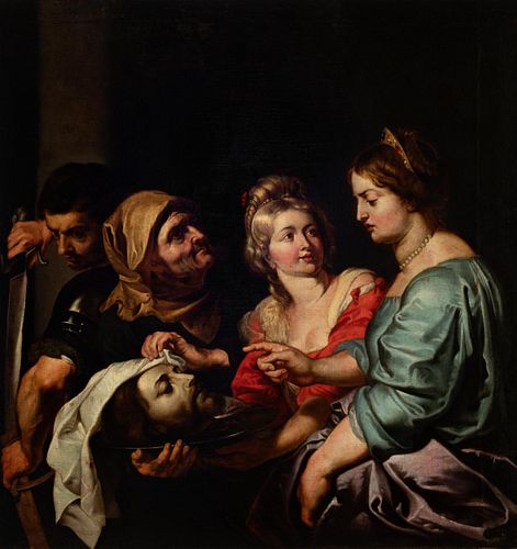 GERARD SEGHERS (Flanders, 1596 - 1651).
"Salome and Herodias with the Baptist's Head," ca. 1625.
Oil on canvas.
Re-drawn in the 20th century. Apprecia