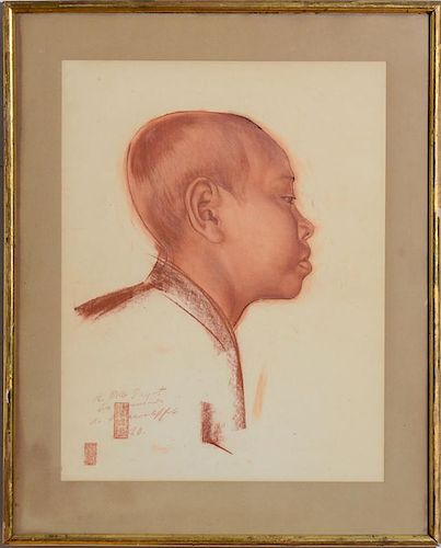 ALEXANDRE IACOVLEFF (1887-1938): PORTRAIT OF A YOUNG TIBETAN