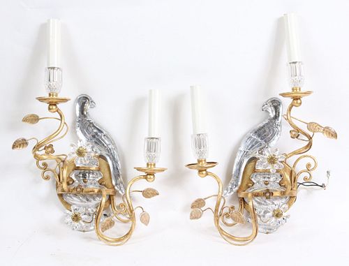 Pair of Sherle Wagner Bird-Decorated Sconces