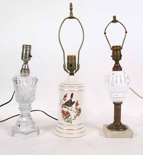 Three Vintage Petite Glass Lamps