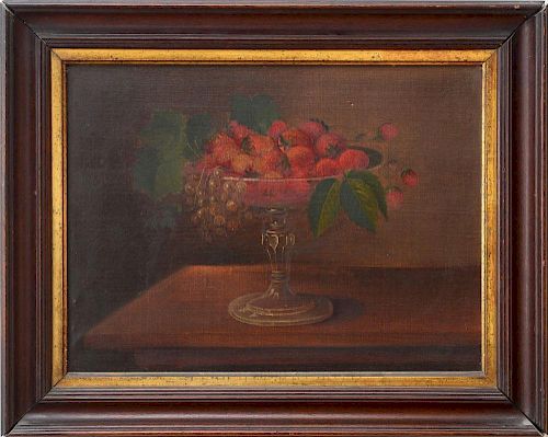 AMERICAN SCHOOL: STILL LIFE WITH BOWL OF STRAWBERRIES