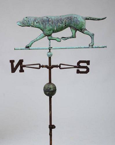 MOLDED COPPER WEATHERVANE OF A HOUND