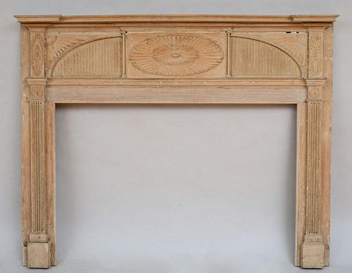 FEDERAL CARVED PINE FIREPLACE SURROUND