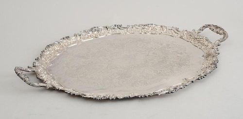 GEORGE III STYLE SILVER-PLATED TWO-HANDLED TRAY