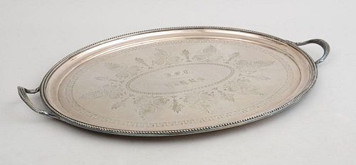 VICTORIAN SILVER-PLATED TWO-HANDLED TRAY
