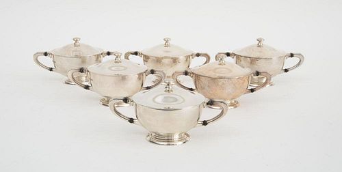 SET OF SIX ENGLISH SILVER TWO-HANDLED CUPS AND COVERS