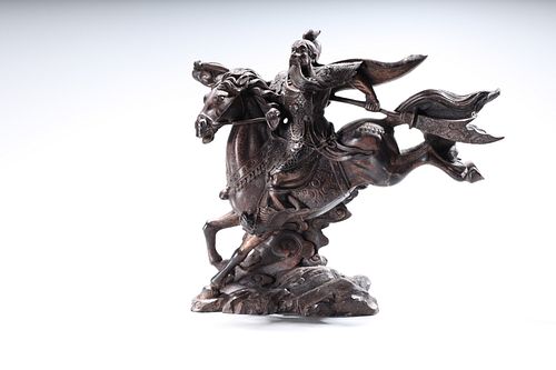 Chinese Bronze Guandi on Horseback