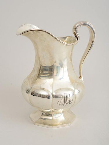 REED AND BARTON MONOGRAMMED SILVER WATER PITCHER