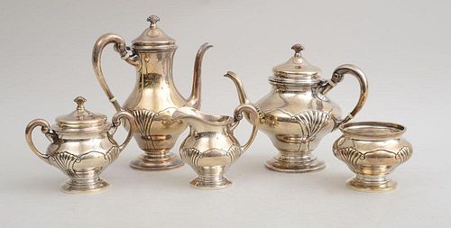 TUTTLE SILVERSMITHS SILVER FIVE-PIECE TEA AND COFFEE SERVICE, IN THE "ONSLOW" PATTERN