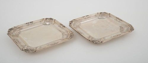 PAIR OF FRENCH SILVER SQUARE TRAYS, IN THE REGENCE STYLE