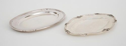 FRENCH SILVER SMALL MEAT DISH AND A CRISTOFLE SILVER-PLATED TRAY