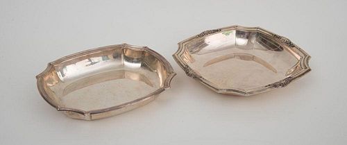 TWO FRENCH SILVER ANGULAR ENTREE DISHES