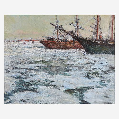 Frederick R. Wagner (American, 1864-1940) Icebound on the Delaware
