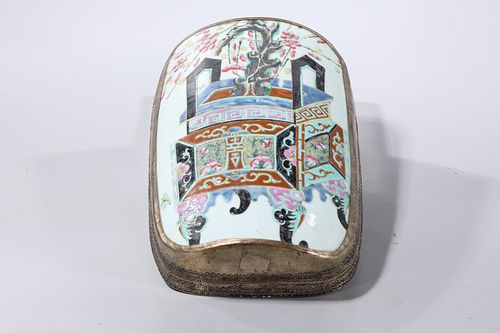 Chinese Metal-Lined Enameled Porcelain Covered Box