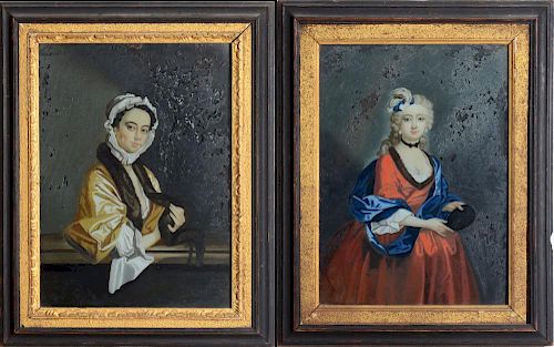 ENGLISH SCHOOL: TWO LADIES: A PAIR OF PORTRAITS