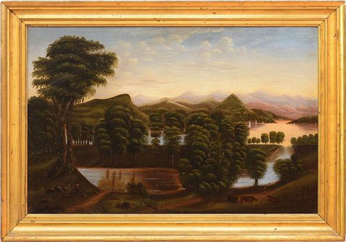 AMERICAN SCHOOL: RIVER LANDSCAPE WITH INLET