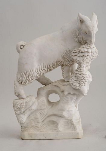 ITALIAN CARVED MARBLE FIGURE OF A MOUNTAIN GOAT