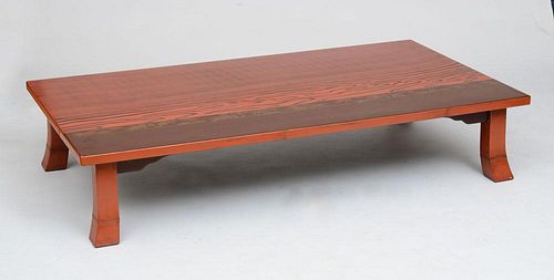 JAPANESE RED AND BROWN LACQUER LOW TABLE