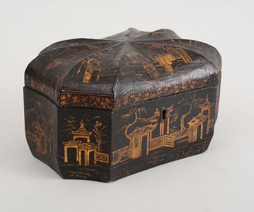 CHINESE EXPORT BLACK LACQUER SMALL BOX