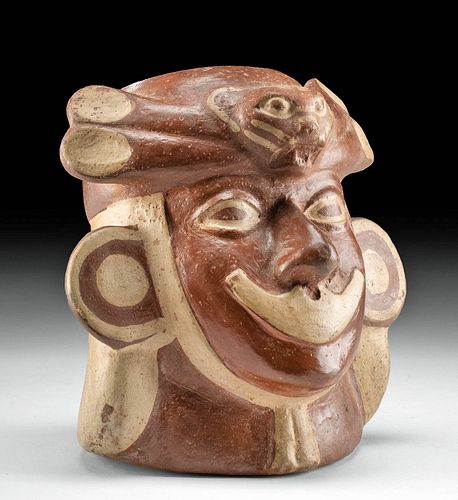 Fierce Moche Pottery Warrior Portrait Vessel w/ TL