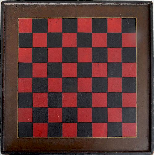 GROUP OF THREE PAINTED WOOD CHECKERBOARDS AND A CHINESE CHECKERS BOARD