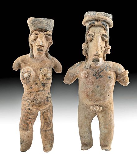 Pair of Jalisco Pottery Male and Female Figures
