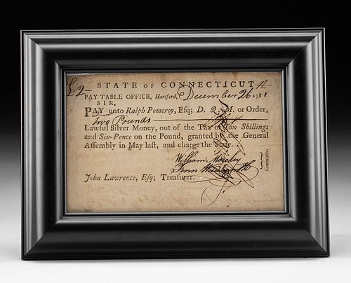 1781 American Revolutionary War Paper Promissory Note