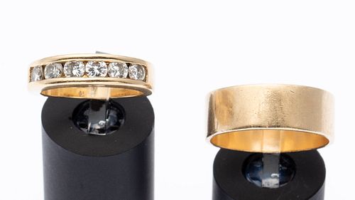 Diamond and 14K Gold Band and Men's 14K Gold Band