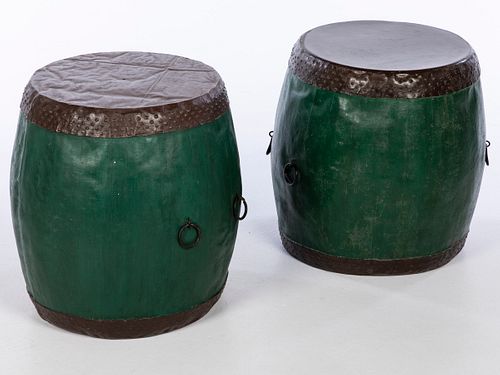 Two Large Painted Drums