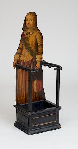 WILLIAM AND MARY DUMMY BOARD FIGURE, LATER FASHIONED INTO A CANE STAND