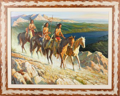 R. Mizoy, Native Americans on Horseback, O/C